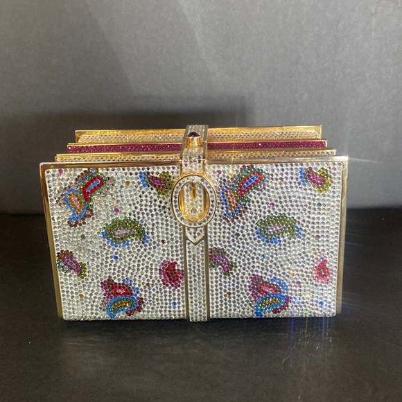 Vntg Y2K 2000’s Judith Leiber Swarovski Crystal book stack / books minaudière - Picture 2 of 14